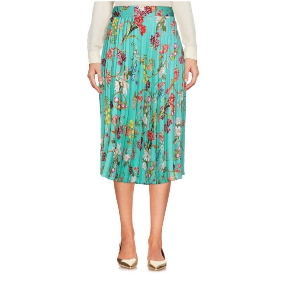 PINKO Women's Green Floral Garden Print Pleated Midi Skirt Size 8/44